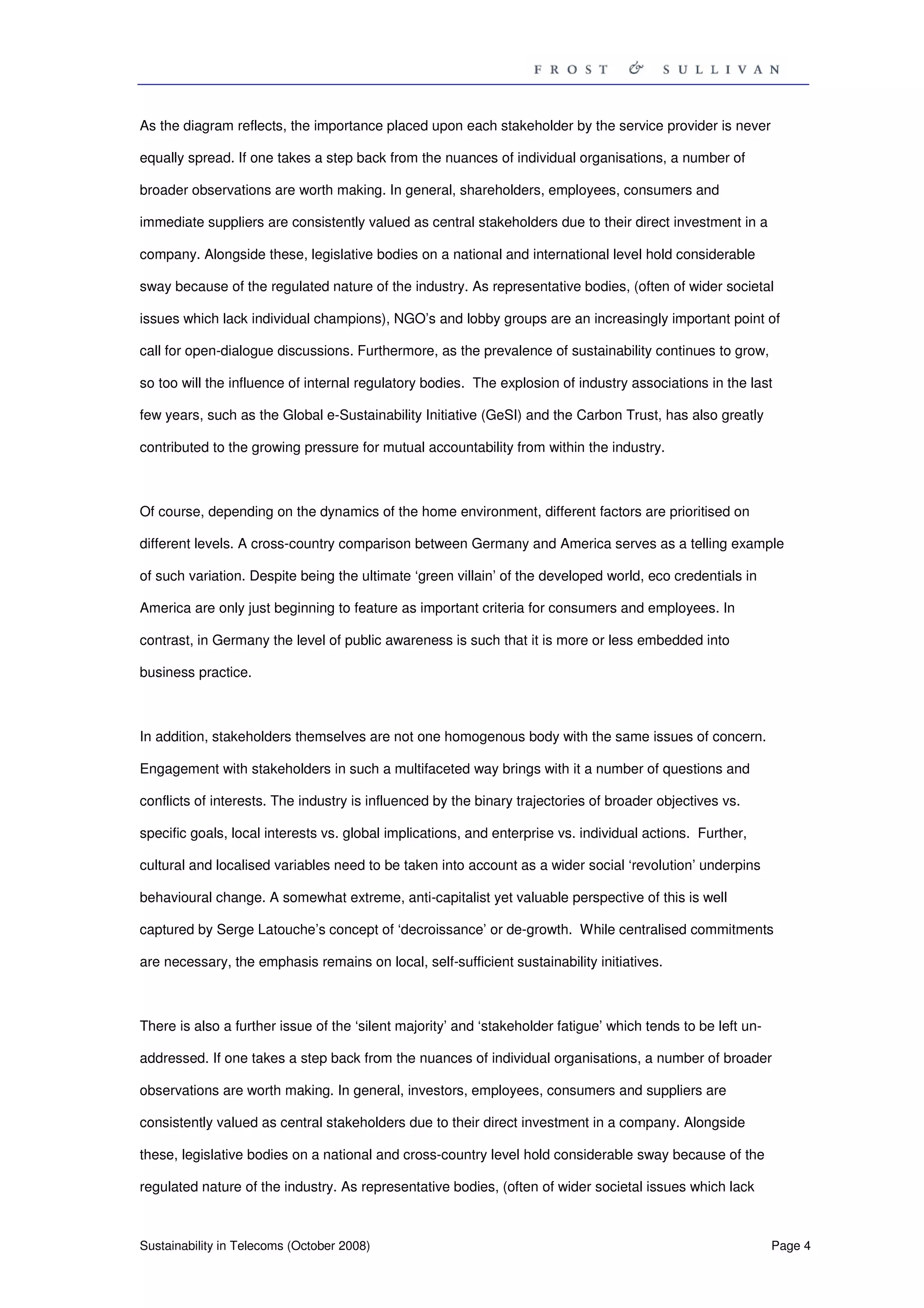 Sustainability in Telecoms