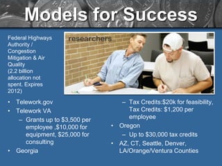 Models for Success
Federal Highways
Authority /
Congestion
Mitigation & Air
Quality
(2.2 billion
allocation not
spent. Exp...