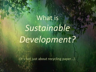What is Sustainable Development?(It’s not just about recycling paper…). 