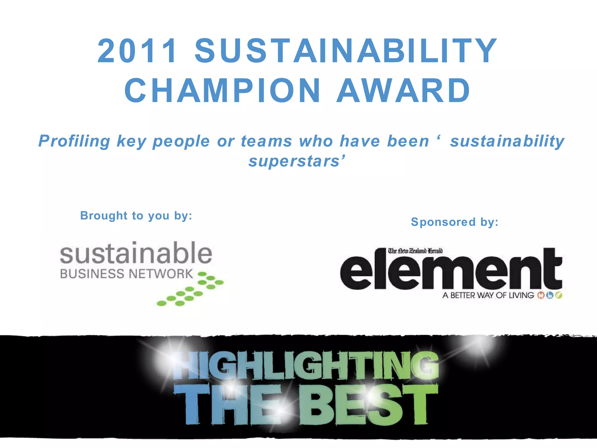 Sustainability champion entrants | PPT