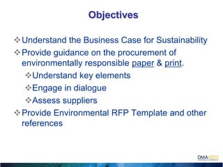 ObjectivesUnderstand the Business Case for Sustainability