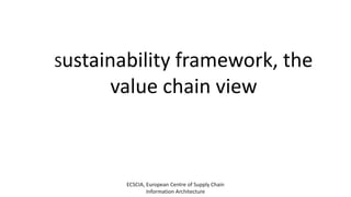 ECSCIA, European Centre of Supply Chain
Information Architecture
Sustainability framework, the
value chain view
 