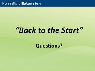 “Back to the Start”
Questions?

 