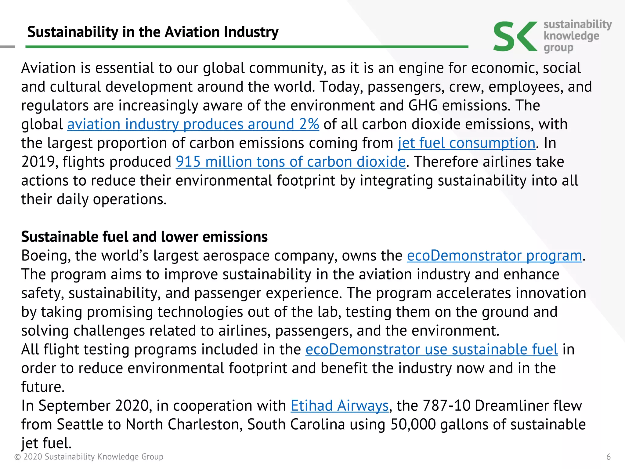 Sustainability in the Aviation Industry | PDF