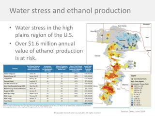 ©Copyright Kennedy and Coe, LLC 2014. All rights reserved. 
Water stress and ethanol production 
• 
Water stress in the high plains region of the U.S. 
• 
Over $1.6 million annual value of ethanol production is at risk. 
Source: Ceres, June 2014  