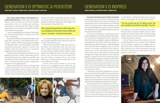 GENERATION V IS OPTIMISTIC & PERSISTENT                                    GENERATION V IS INSPIRED


                                                                                                    “You can recycle and say ‘I’m doing my part,’ but
                                                                                                    you’re isolated. You need the community,” she said.
                          After seeing the opportunities for both saving mon-
                          ey and helping the environment, Vomero-Battis said
                          it was a “no-brainer” to become an Associate.




20                                                                                                                                                        21
 