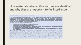 How material sustainability matters are identified
and why they are important to the listed issuer
 