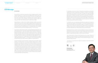 CEO Message
Dear Stakeholders,
As you well know, our industry was confronted with numerous challenges during 2013: There was
continued uncertainty over U.S. monetary policy, and a delayed economic recovery in Europe. Cou-
pled with currency volatility and weak consumer sentiment in Korea and many emerging markets,
these economic factors created a difficult and complicated business environment. However, as a
result of our employees’ passion and dedication, Samsung Electronics managed to achieve record
revenues and profits— further solidifying our position as a global electronics leader.
Samsung Electronics is focused not only on relentless technological innovation and maximizing
shareholder value; we also want to become a leader in corporate citizenship and strengthen our in-
teraction with customers, local communities and stakeholders. We see it as our responsibility to help
enhance the quality of life for the people we serve and the local communities in which we operate,
and to share our progress in achieving these goals. In our Sustainability Report for 2014, I would like
to share with you both our most recent achievements as well as our vision for the future.
First and foremost, we have focused our efforts on pursuing sustainable and positive growth. That is
the path toward achieving our ‘Vision 2020’: we want to inspire the world with innovative technolo-
gies, products and designs — in order to enrich peoples’ lives while contributing to a socially respon-
sible future. We consider creativity to be the seed of innovation and as such invest in a wide range
of initiatives and programs that foster the creative spirit and autonomy of our employees across
the company. This report will show you the many different forms these initiatives take, from our
expanded C-Lab (Creative Lab) — an initiative where the company provides personnel and budget to
support projects proposed by employees - to our flexible work schedule and the Idea Open Space.
During the past year we also sought to enhance our capabilities to manage and detect risk.
For Samsung Electronics to see continued growth, it is essential that we have the ability to respond
promptly to uncertainties and risks in our business environment. Already we hold our manufac-
turing facilities to the highest labor and environmental regulations worldwide. This year, we also
strengthened supplier compliance by reinforcing our Code of Conduct and actively monitoring and
managing our dynamic supply chain. Samsung has one top priority: To ensure the health and safety
of our employees and the communities where we operate. We are focused not only on improving
our processes for promptly dealing with accidents, but we also established precautionary measures;
for example, we established a direct management system for hazardous substances – thus improv-
ing the safety of our facilities and increasing the number of people dedicated to prevent future ac-
cidents. We now have over 2,000 highly-trained Samsung employees who oversee factory opera-
tions and conduct regular inspections; among them are experts and engineers who are specialists in
ensuring chemical safety and preventing accidents.
As a responsible corporate citizen, Samsung is sharply aware of the growing environmental impact
associated with the sourcing, manufacturing, use and disposal of our products. Our Green Manage-
ment philosophy, which prioritizes the future health of our people and our planet and mandates
environmentally responsible practices throughout our operations, drives our environmental sustain-
ability initiatives. Let me give you one example: As part of our eco-design process, we consider the
environmental impact of new products during their whole development cycle. We implemented this
philosophy in 2009, and since then Samsung has invested 6.6 trillion KRW (6.3 billion USD) in sus-
tainability efforts – resulting in a 50 percent reduction in greenhouse gas emissions and over 3,300
third-party verified product environmental certifications.
As I mentioned, we see it as our responsibility to help enhance the quality of life for the people we
serve and the local communities in which we operate. It is in this spirit that Samsung invests more
than 500 billion KRW (384.4 million USD) globally to support our citizenship and community en-
gagement activities. While we are incredibly proud of the support we provide, Samsung Electronics
is adopting a rigorous and more consistent long-term approach to our activities, which are focused
on education, health/medical care, employment and the economies of local communities.
We delivered many projects during 2013, but I want to highlight just five major social initiatives that
were tailored for local needs: the Smart School, the Nanum Villages, Samsung Care Drive, Solve for
Tomorrow and the Samsung Tech Institute. Our support is not only financial; every year nearly 70
percent of our global workforce participates in volunteer activities in local markets.
Finally, Samsung Electronics continues to reinvent itself around one key concept: reinvesting the
dividends of our work into the growth of our company and the communities we serve. We will use
this Sustainability Report as a compass. It allows us to reflect on past efforts and assists us in achiev-
ing maximum impact in the future.
I look forward to your continued trust and support in our endeavors to create a more sustainable
society. Thank you.
Oh-Hyun Kwon
Vice Chairman and CEO
Samsung Electronics Co., Ltd.
2014 Samsung Electronics Sustainability ReportSustainability Overview Material Issues Facts & Figures Appendices
 