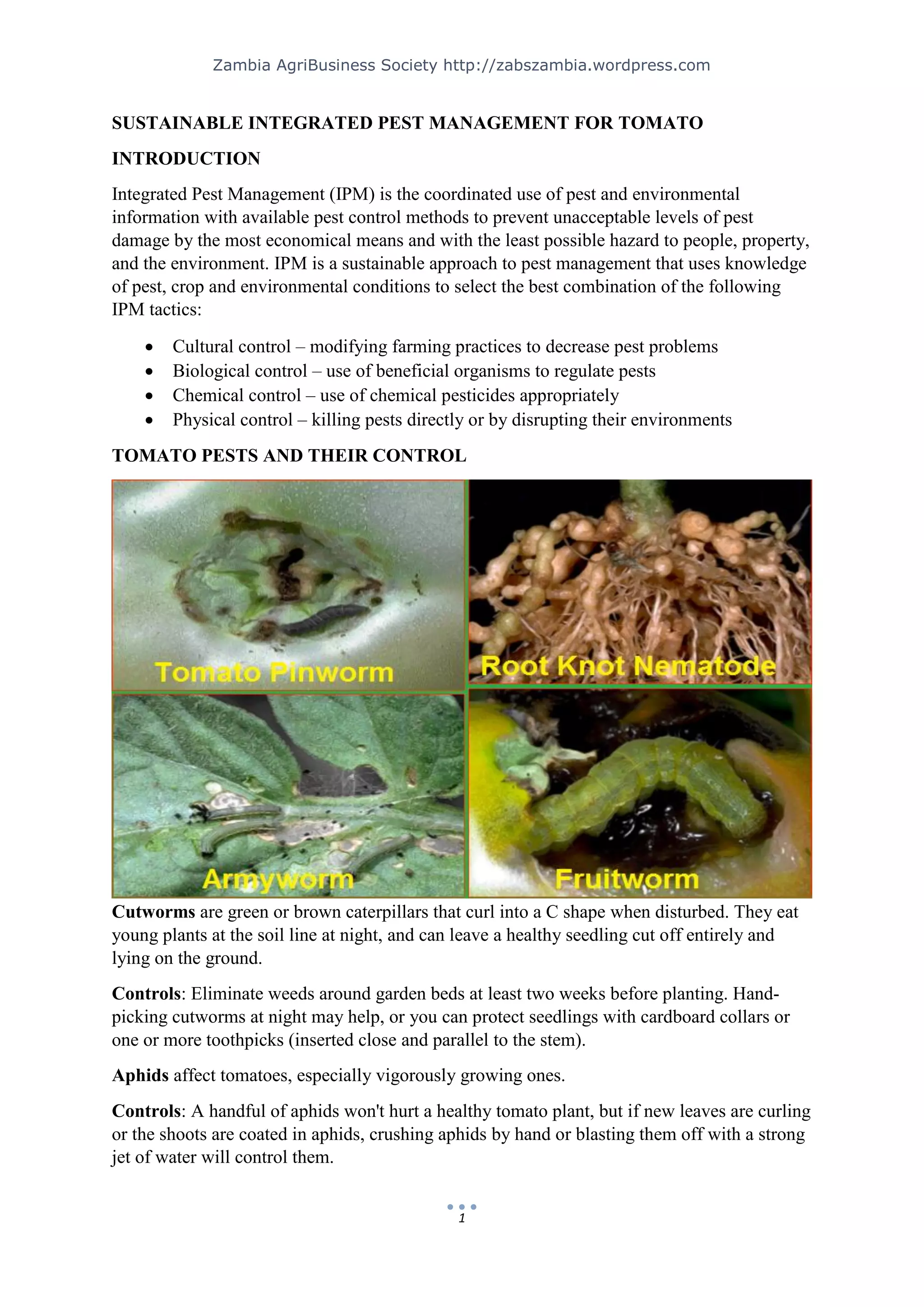 Sustainable integrated pest management for tomato | PDF