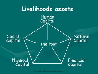 Livelihoods assets Financial  Capital Natural Capital Social  Capital Physical  Capital Human  Capital The Poor 