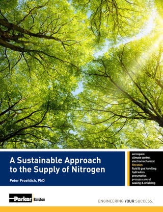 A Sustainable Approach
to the Supply of Nitrogen
Peter Froehlich, PhD
 
