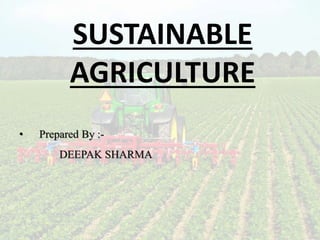 SUSTAINABLE
AGRICULTURE
• Prepared By :-
DEEPAK SHARMA
 