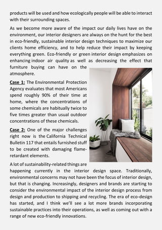 Sustainable and Eco-friendly Interior Design- A THOROUGH RESEARCH | PDF