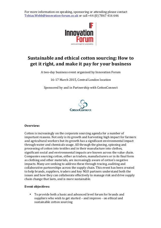 Sustainable and ethical cotton sourcing how to get it right, and mak…