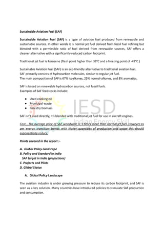 Sustainable Aviation Fuel (SAF) a type of Biofuel | PDF