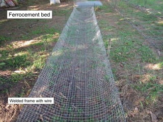 Welded frame with wire
Ferrocement bed
 