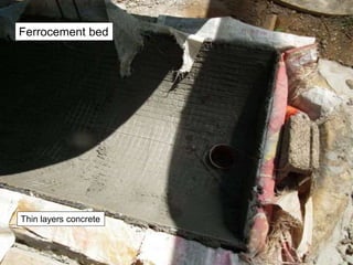 Thin layers concrete
Ferrocement bed
 