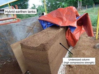 Hybrid earthen tanks
Undersized column
(high compressive strength)
 
