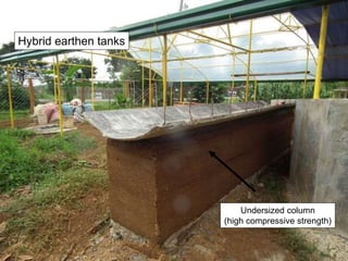 Hybrid earthen tanks
Undersized column
(high compressive strength)
 