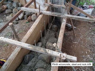 Plinth w/concrete, steel and rock infill
 