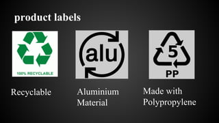 product labels
Recyclable Made with
Polypropylene
Aluminium
Material
 