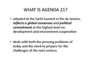 WHAT IS AGENDA 21? 
 