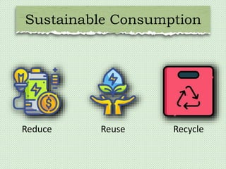 Sustainable Consumption
Reduce Reuse Recycle
 