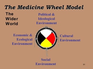 The Wider World Cultural Environment Political & Ideological Environment Economic & Ecological Environment Social Environment The Medicine Wheel Model 