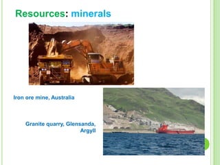 Resources: minerals

Iron ore mine, Australia

Granite quarry, Glensanda,
Argyll

 