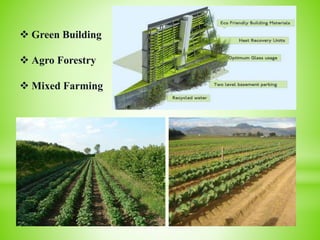  Green Building
 Agro Forestry
 Mixed Farming
 