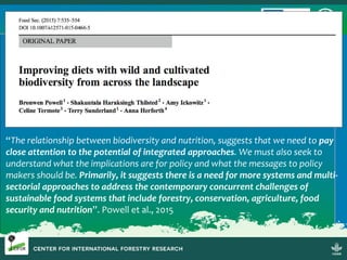 Sustainable Forestry for Food Security and Nutrition: FTA for better food systems and improved nutrition: Needs of Stakeholders and priorities for research