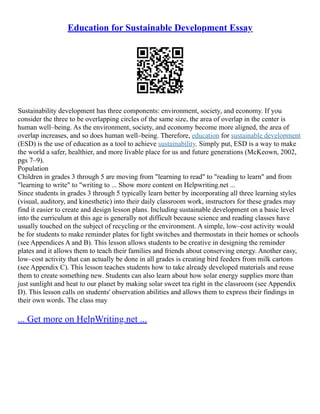 Sustainable Development Writing Sustainable Growth And Sustainable Development | PDF