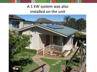 .Expanded in March 2010, it is now a 16 panel, 2.8 kW system, and produces just over 11 kWh per dayIt  generates an income of around $2500 per year