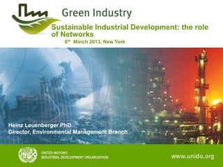 Sustainable Industrial Development: the role
              of Networks
                   6th March 2013, New York




Heinz Leuenberger PhD
Director, Environmental Management Branch
 