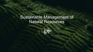 Sustainable Management of
Natural Resources
 