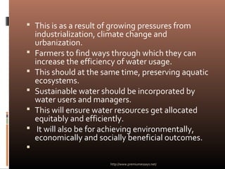Sustainable management of water resources in agriculture | PPT
