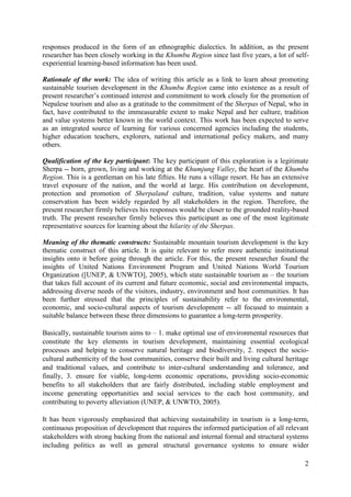 Sustainable mountain tourismin the khumbu region of nepal PDF