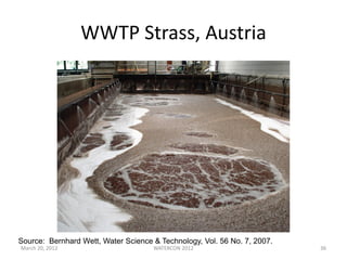 WWTP Strass, Austria
Source: Bernhard Wett, Water Science & Technology, Vol. 56 No. 7, 2007.
March 20, 2012 WATERCON 2012 36
 