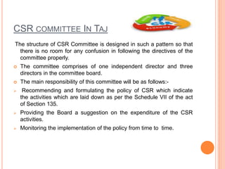 Csr Committee Composition Sustainable operation & destination | PPTX