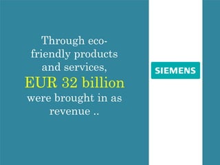 Through eco-
friendly products
and services,
EUR 32 billion
were brought in as
revenue ..
 