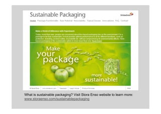 What is sustainable packaging? Visit Stora Enso website to learn more:
        www.storaenso.com/sustainablepackaging
01/07/2009                            Presentation name / Author                 10
 