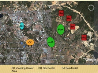 RA
RA
SC

RA
Park
RA
CC

SC shopping Center
Area

CC City Center

RA Residential

 