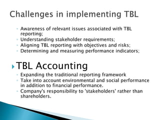 Tbl Reporting Sustainable reporting & Voluntary disclosure | PPTX