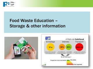 Food Waste Education –
Storage & other information
 