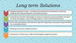 Sustainable solutions to water woes in india | PPTX