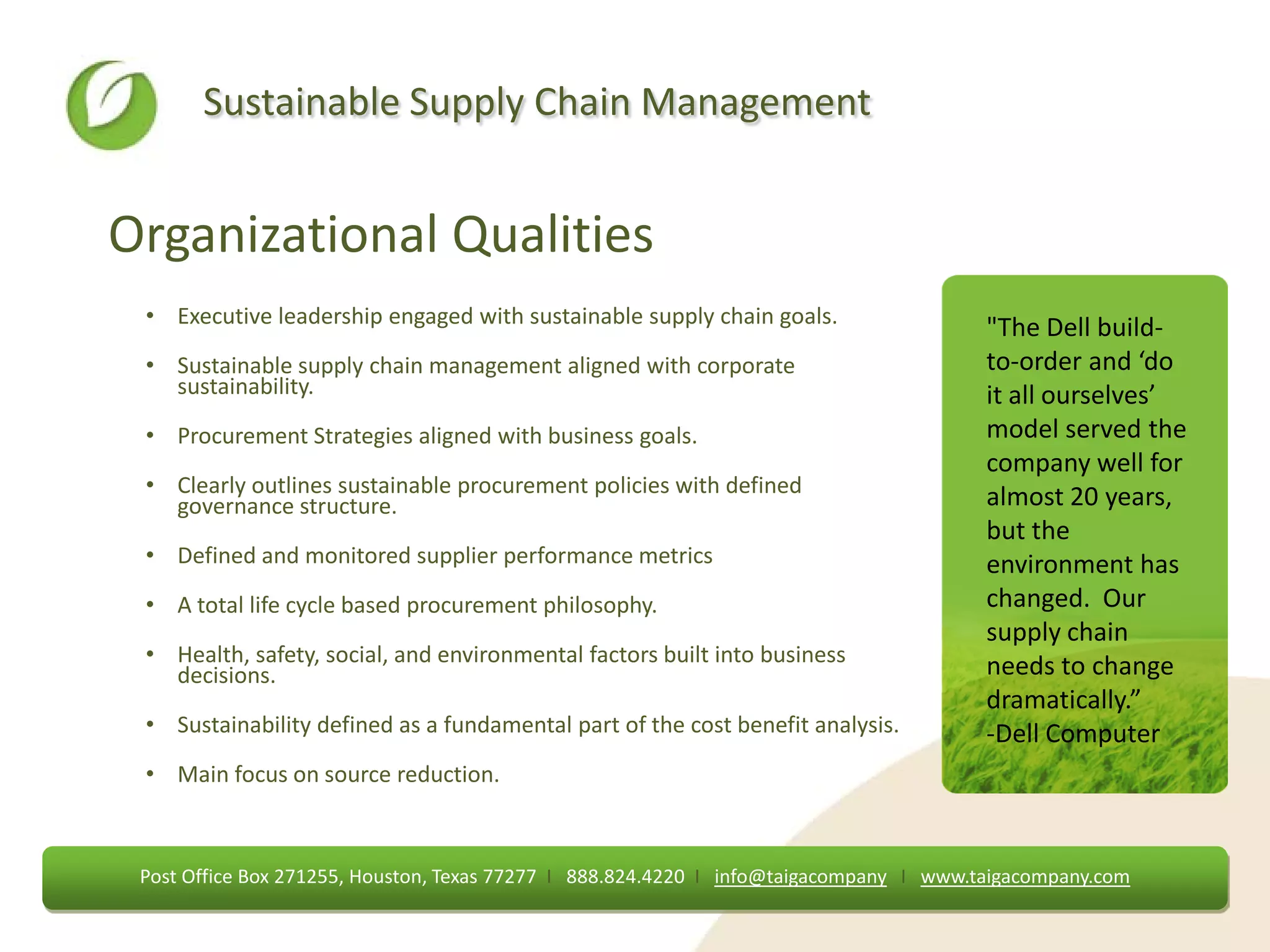 Sustainable Supply Chain Managment Presentation | PDF