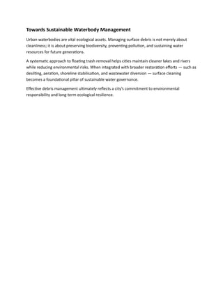Sustainable Surface Debris Management Strategies for Urban Lakes and ...