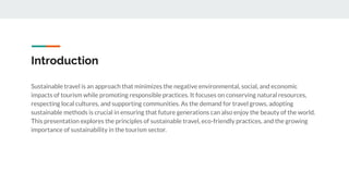 Sustainable Travel: A Responsible Approach to Tourism | PDF
