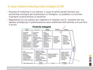56
> Processo di marketing in cui imprese e cause di utilità sociale formano una
partnership strategica per promuovere un’...