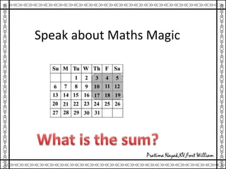 Speak about Maths Magic
 